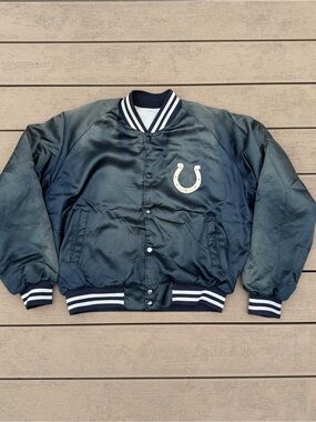 Vtg Chalk Line Indianapolis Colts NFL Football Satin Snap Front Jacket Size L